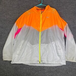 Nike Running Windrunner Hooded Jacket Mens XXL Orange Neon Pink Windbreaker